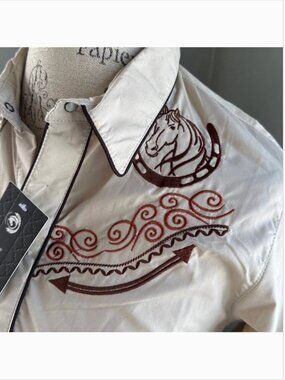 STOP western pearl snap shirt equestrian horse and horseshoe embroidery NWT